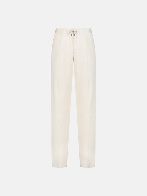 Wool Drawstring Trousers - Ivory
