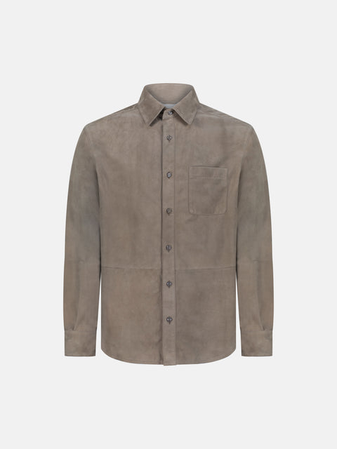 Suede Goat Leather OverShirt-Taupe