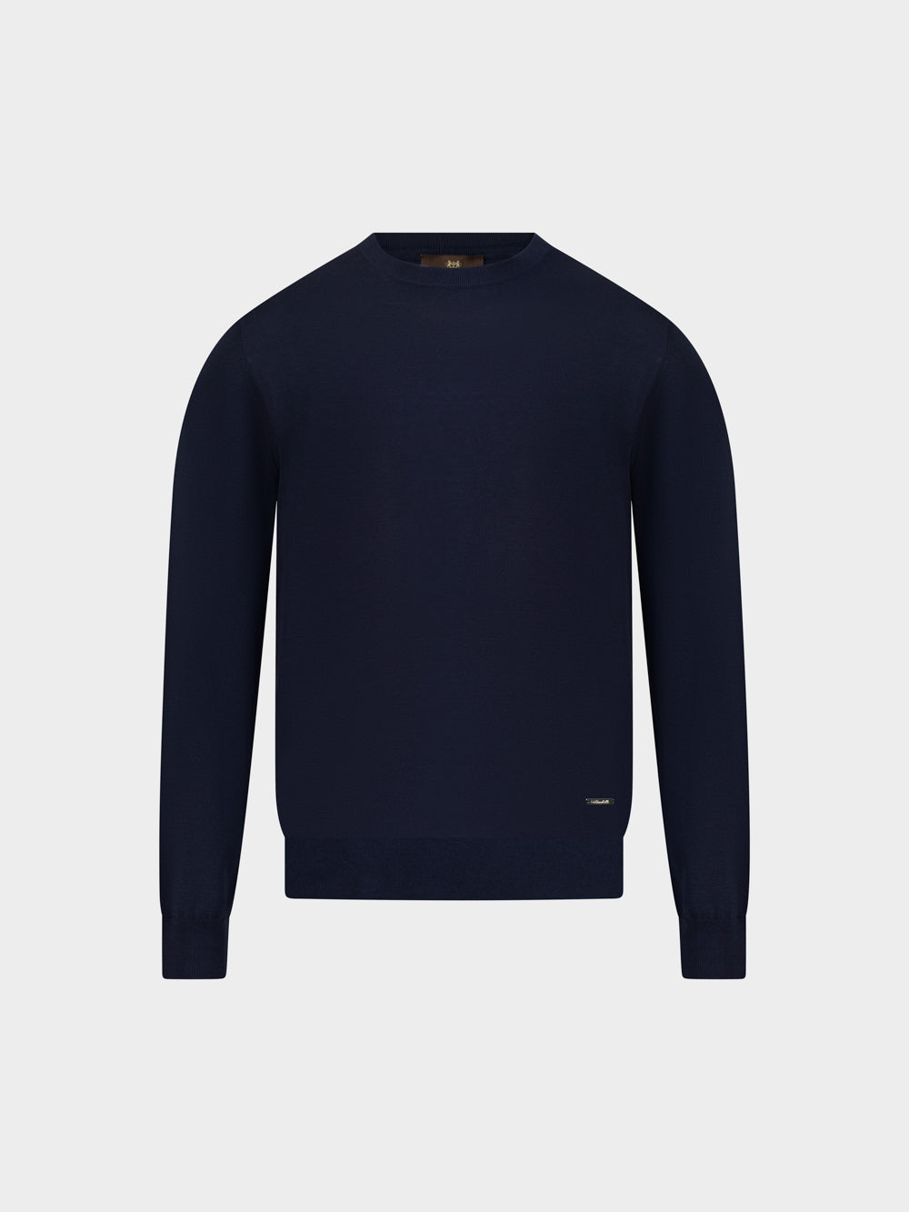Wool & Cashmere Knitted Round-Neck Sweater – Navy Blue