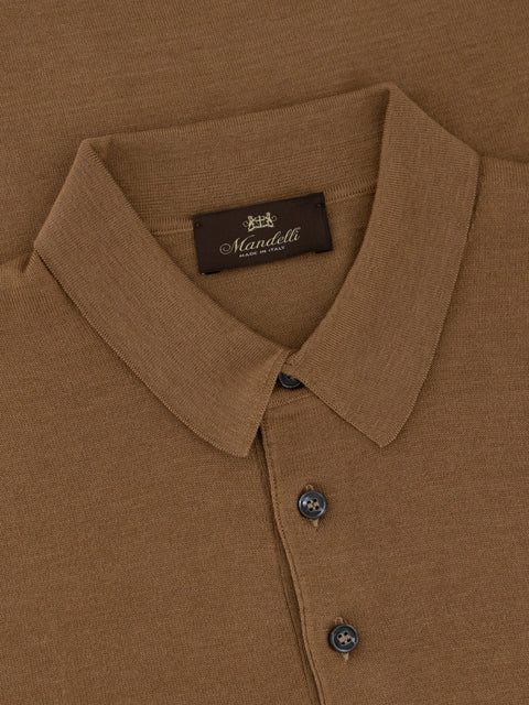 Knitted Silk & Cotton Polo with Buttons – Marrone DUPLICATED (3K002A-5645-345)