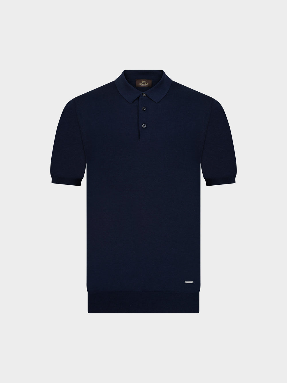 Knitted Silk & Cotton Polo with Buttons – Blu Notte