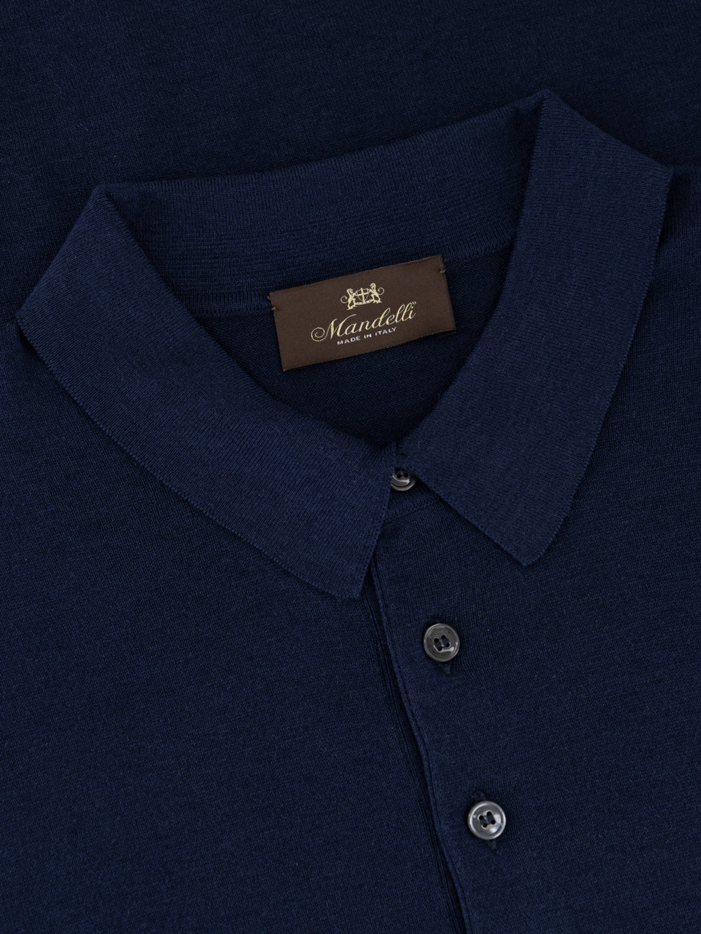 Knitted Silk & Cotton Polo with Buttons – Blu Notte
