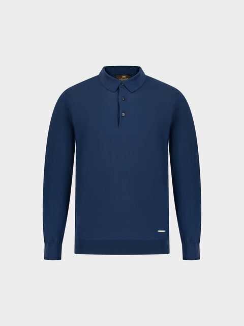 Knitted Polo with Buttons – Asphalt