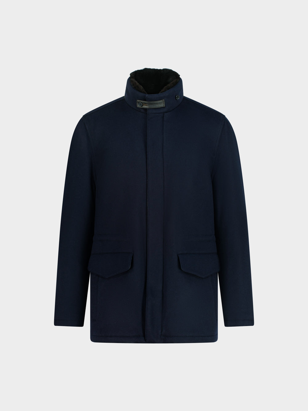 Three-Quarter Jacket in Cashmere with Mink Fur – Navy