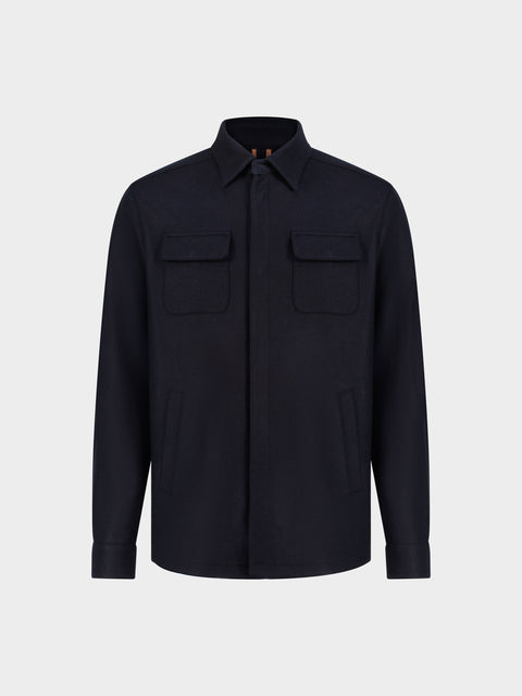 Cashmere Blend Overshirt – Navy Blue