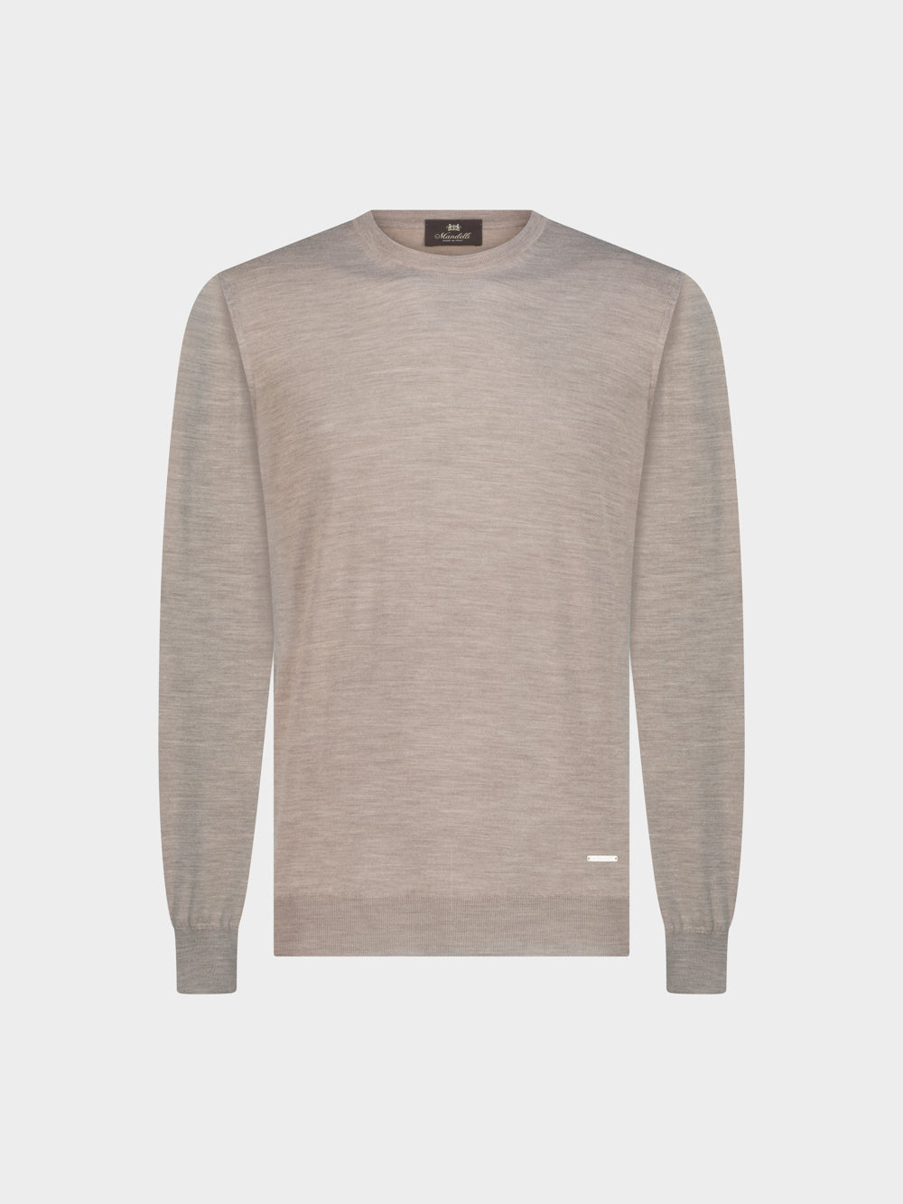 Knitted Round-Neck Sweater in Pure Wool – Beige