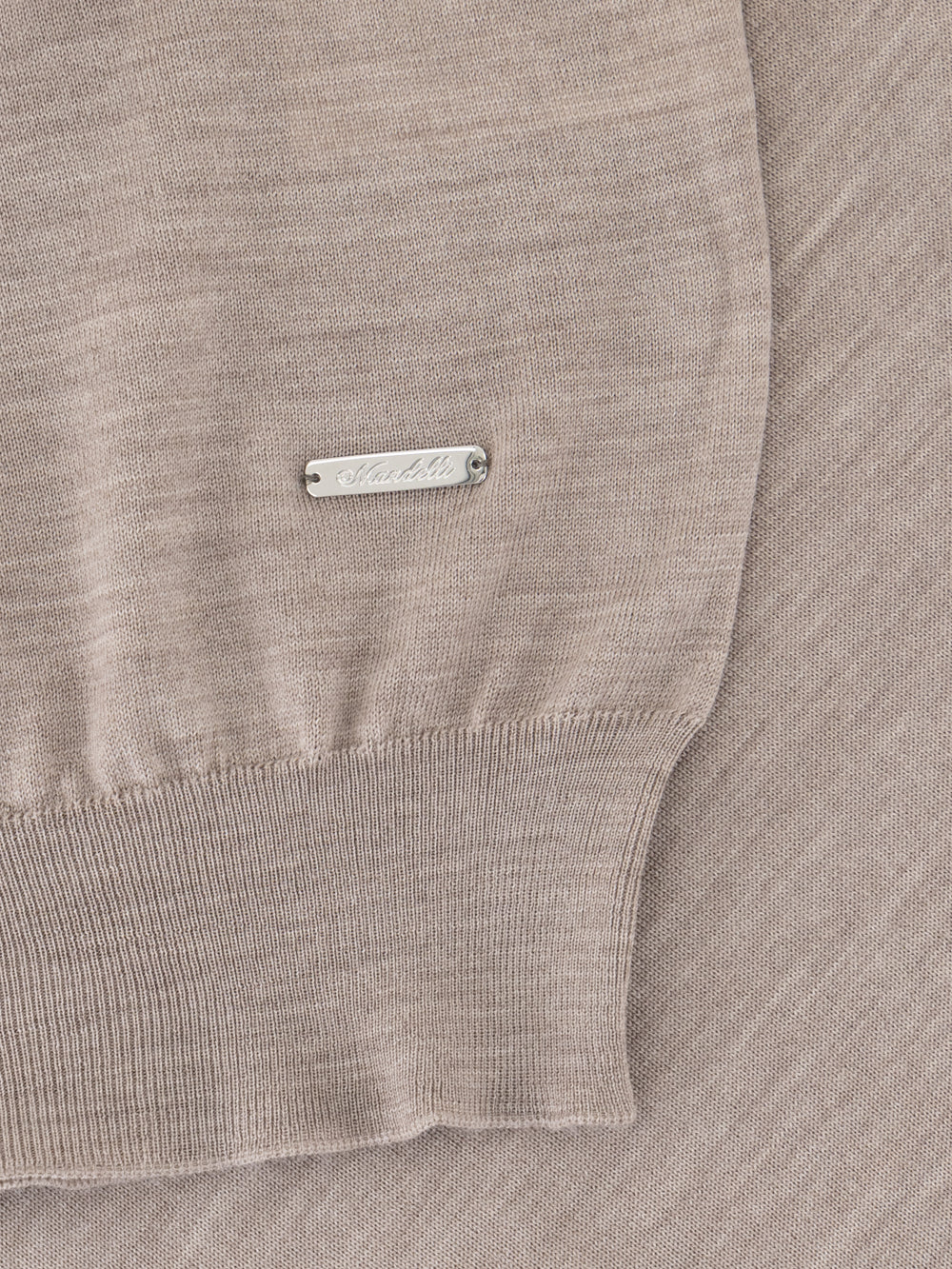 Knitted Round-Neck Sweater in Pure Wool – Beige