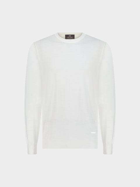 Knitted Round-Neck Sweater in Pure Wool – Ivory