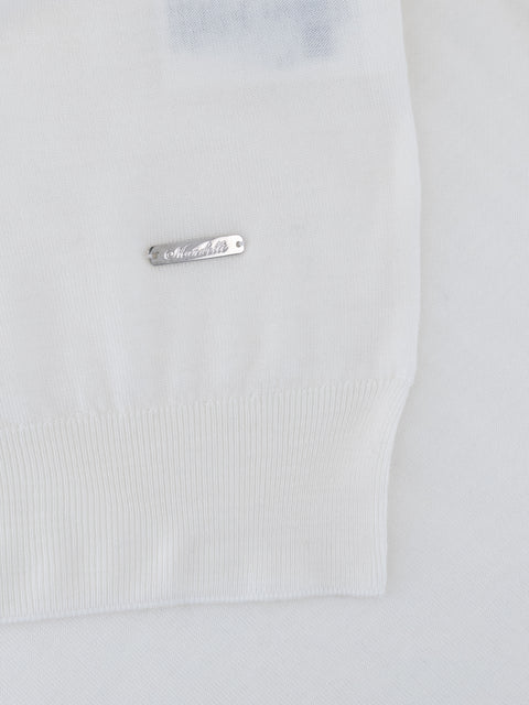 Knitted Round-Neck Sweater in Pure Wool – Ivory