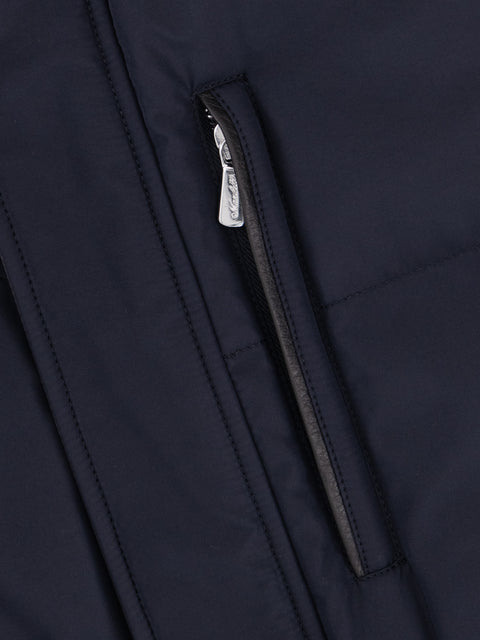 Quilted Technical Parka with Faux Fur Hood – Navy Blue