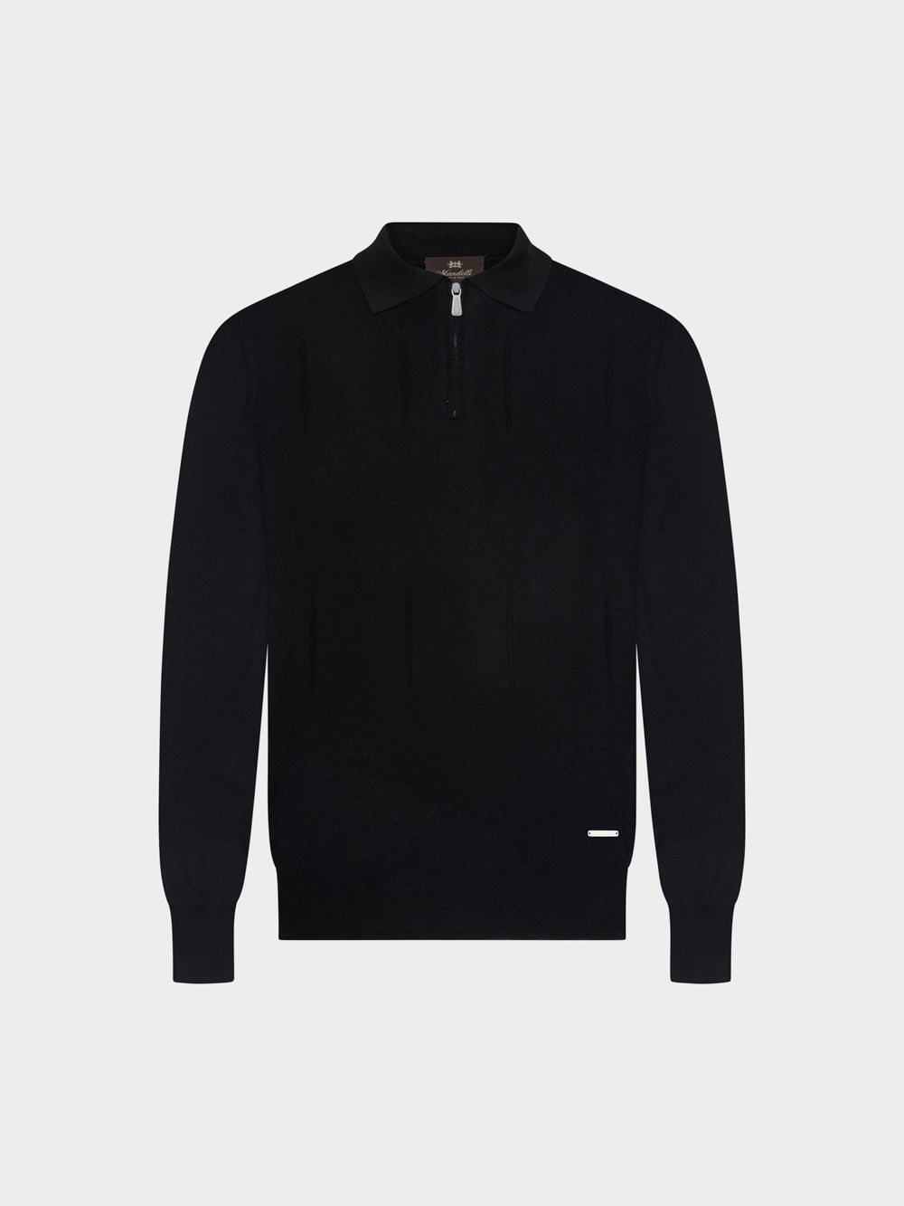 Knitted Wool & Cashmere Half-Zip Polo – Nero