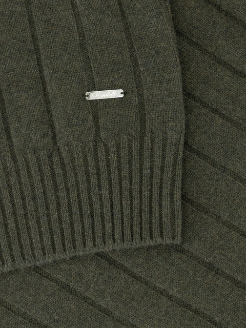 Knitted Round-Neck Sweater in Pure Cashmere – Military Green