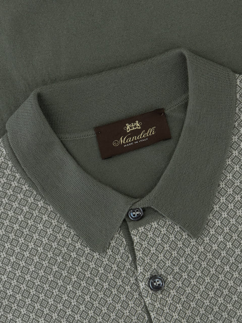 Knitted Polo with Buttons – Military Green
