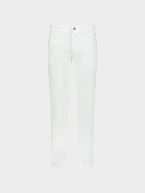 Cotton Stretch Five-Pocket Trousers - Ivory