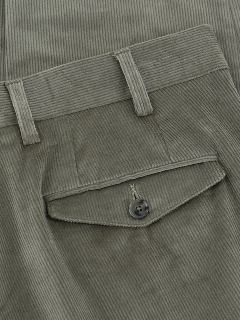 Mandelli COMO Stretch Cotton Velvet Pleated Trousers — Grey Melange, view 3