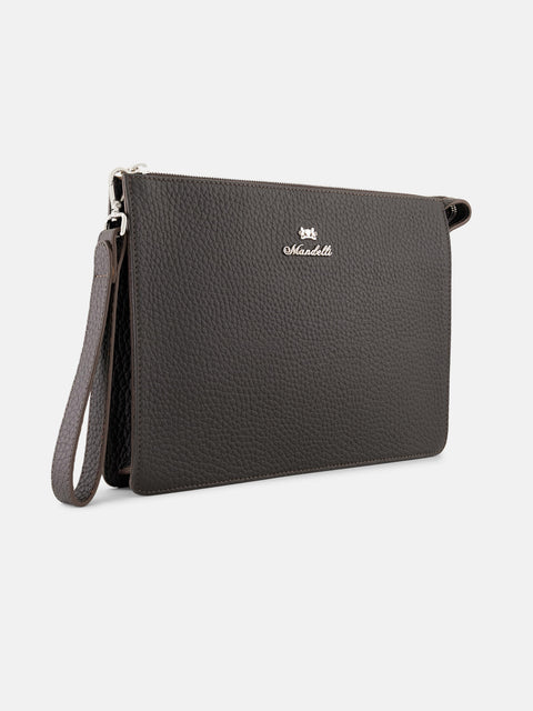 Mandelli Calf Leather Pochette — Dark Brown, view 2