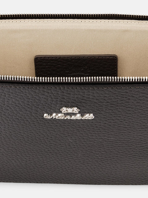 Mandelli Calf Leather Pochette — Dark Brown, view 4