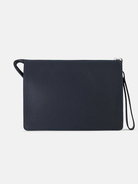 Mandelli Calf Leather Pochette — Navy, view 3