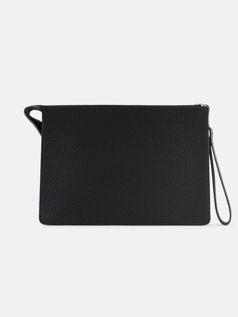 Mandelli Calf Leather Pochette — Black, view 3