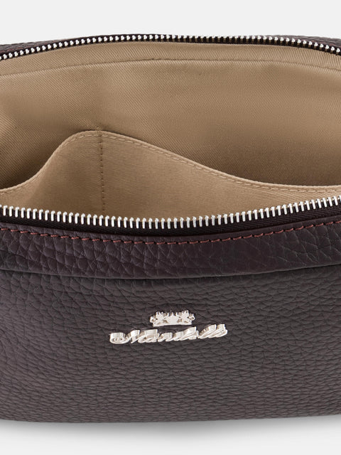 Mandelli Calf Leather Wristlet Clutch — Dark Brown, view 4