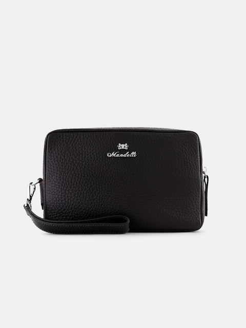 Calf Leather Wristlet Clutch — Black