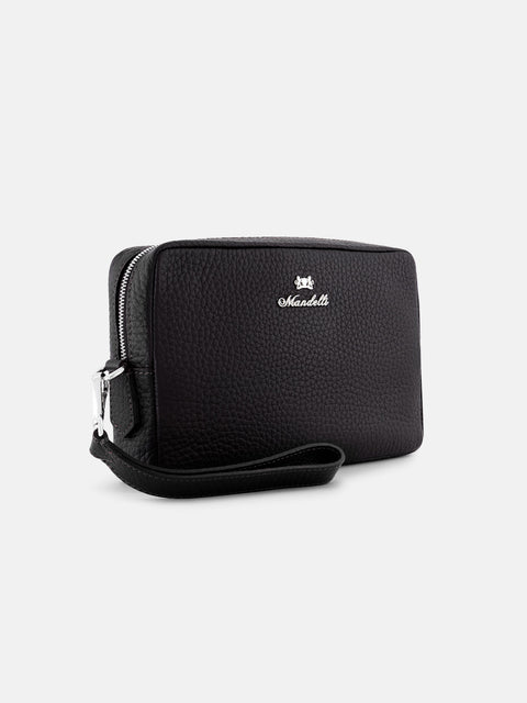 Calf Leather Wristlet Clutch — Black