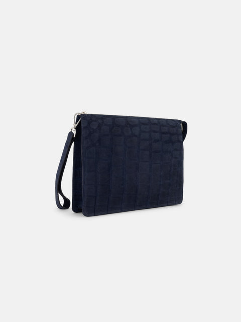 0CHAND Croco Clutch - Navy