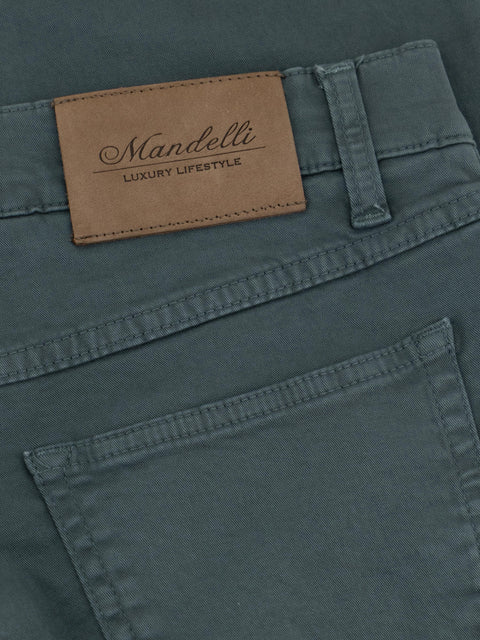Mandelli MIAMI Stretch Cotton Five-Pocket Trousers — Medium Grey, view 3