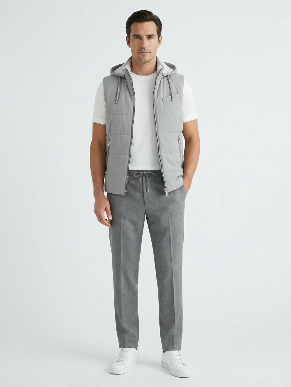 سترة نايلون متحركة - رمادية