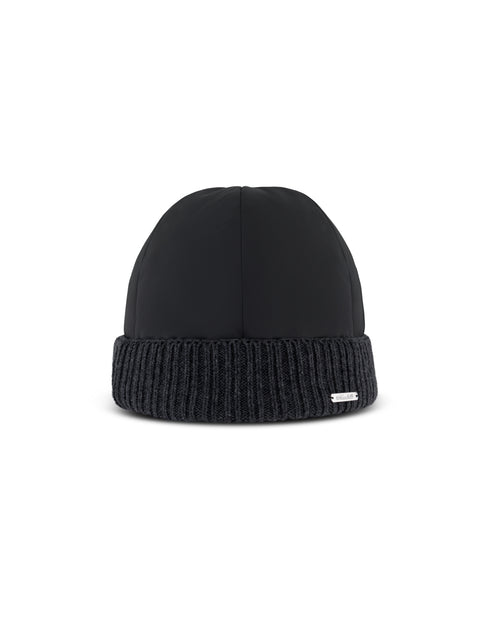 Technical Fabric Cap with Knit Trim –  Deep Grey