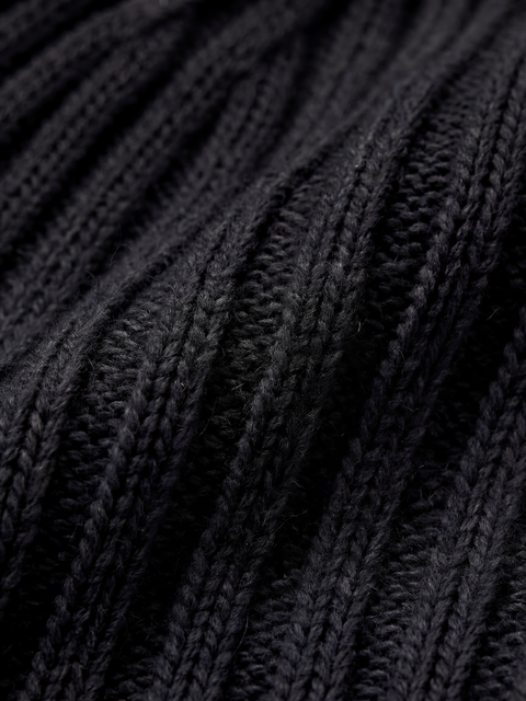 Pure Cashmere Ribbed Beanie- Black