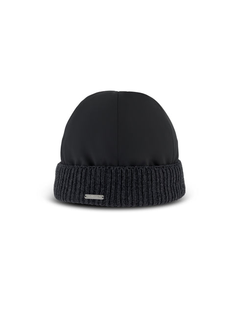 Technical Fabric Cap with Knit Trim –  Deep Grey