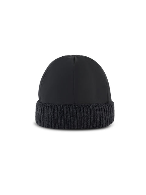 Technical Fabric Cap with Knit Trim –  Deep Grey