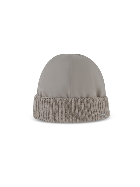 Technical Fabric Cap with Knit Trim – Beige