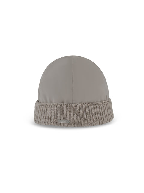 Technical Fabric Cap with Knit Trim – Beige
