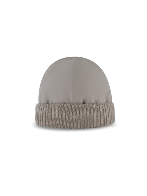Technical Fabric Cap with Knit Trim – Beige