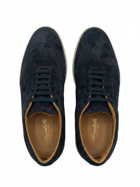 Taurus Leather & Knit Sneakers – Navy