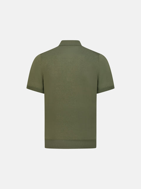Zip Polo Cotton-Silk-Verde