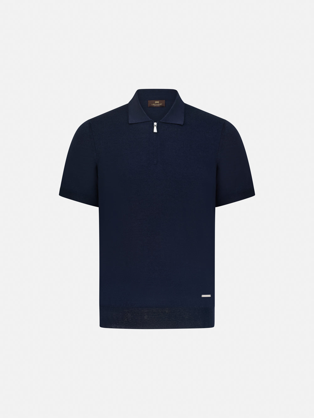 Zip Polo Cotton-Silk - Navy
