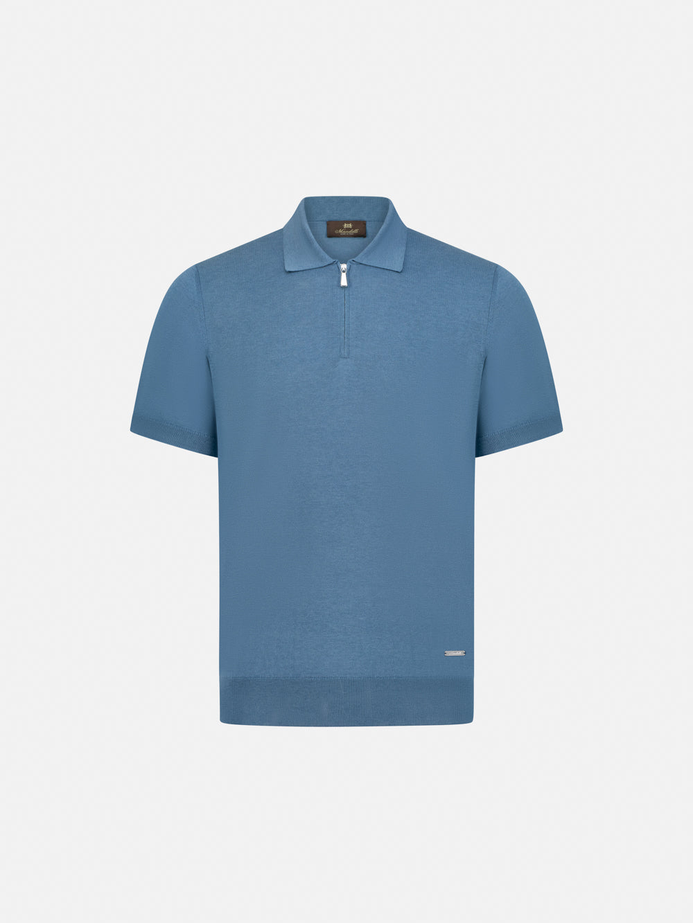 Zip Polo Cotton-Silk - Skyline