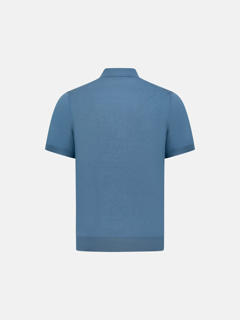 Zip Polo Cotton-Silk - Skyline