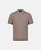 Brown short-sleeve polo shirt on a light gray background