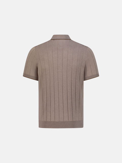 Linea Zip Silk Polo – Beige