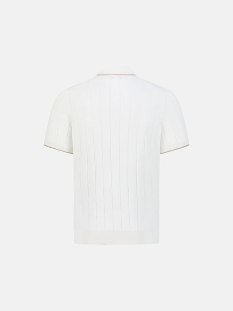 Linea Zip Polo Silk Polo – White