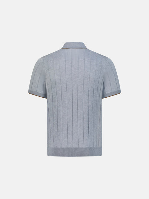 Linea Zip Silk Polo – Medium Grey