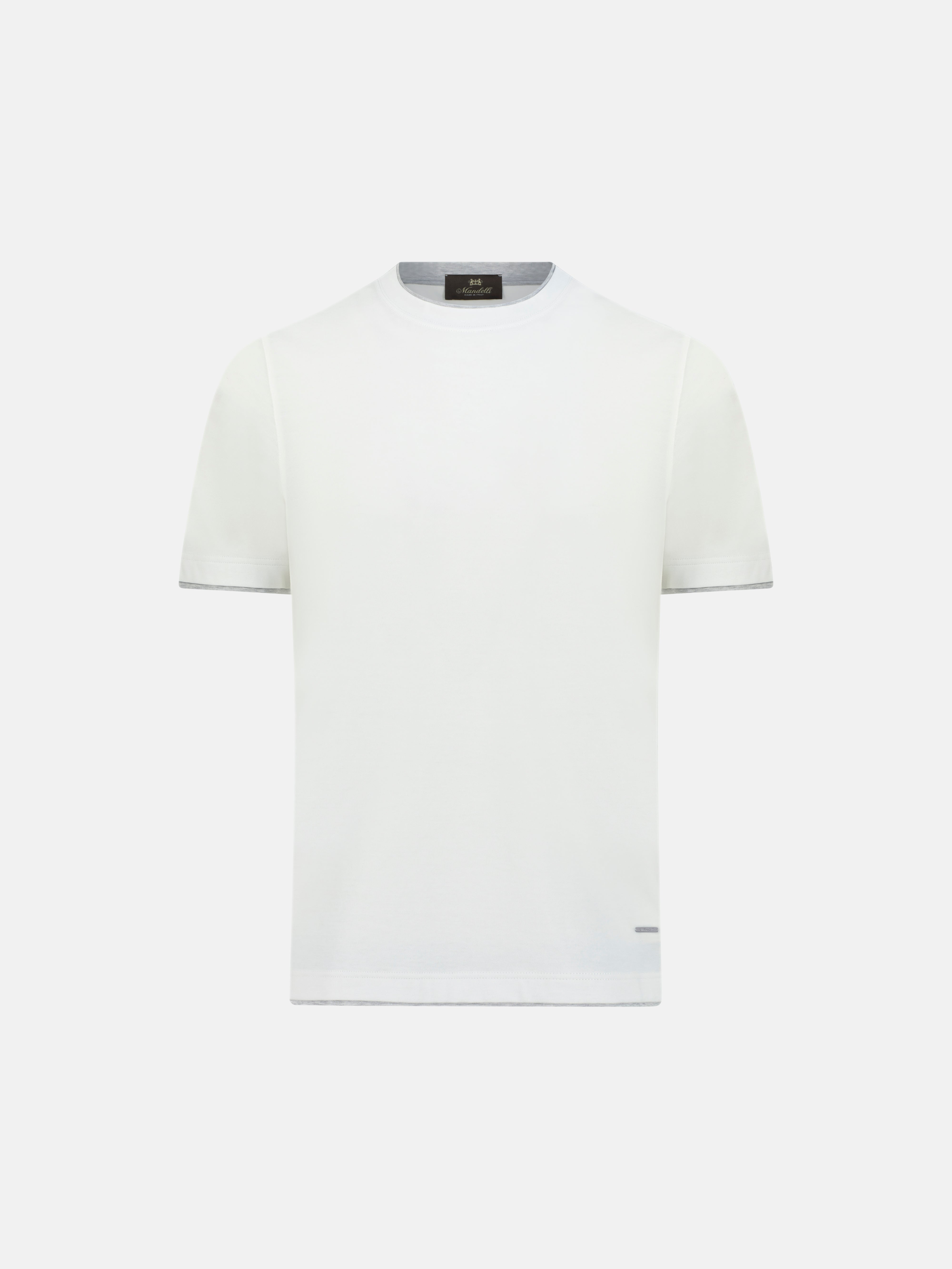White t-shirt on a light gray background