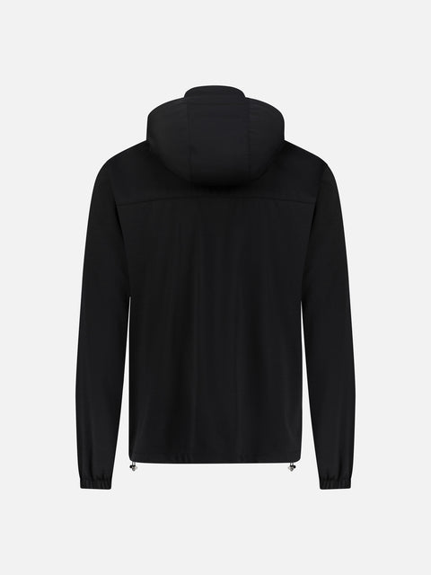 Virgin Wool Jersey Blouson with Detachable Hood — Black