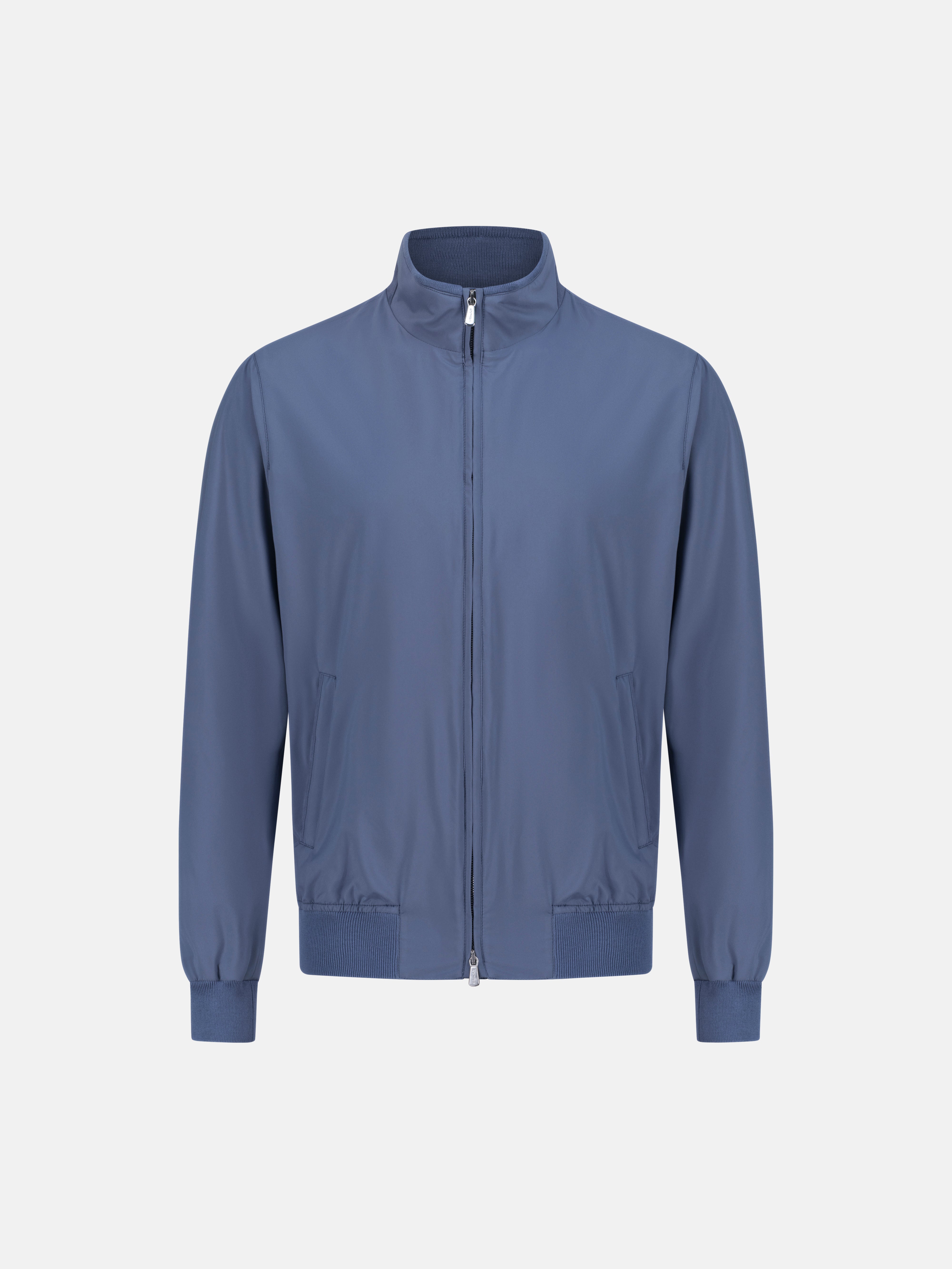 Blue jacket on a light gray background