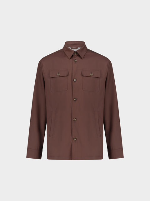 100% Wool Overshirt in Testa di Moro