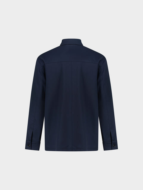 100% Wool Overshirt in Blu Notte